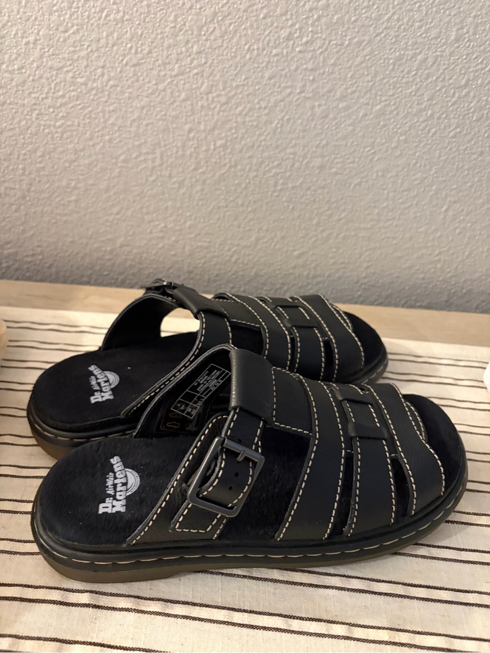 Dr. Martens Black Leather Slide Sandals